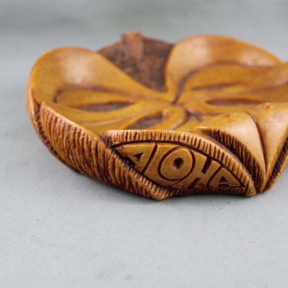 Vintage Tiki Ashtray - Monstera Leaf by Coco Joe - Hapa Wood Tagged - Picture 2 of 6